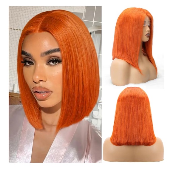 Ginger Bob Wig Human Hair 13x4 Lace 12 inch - Picture 6 of 6